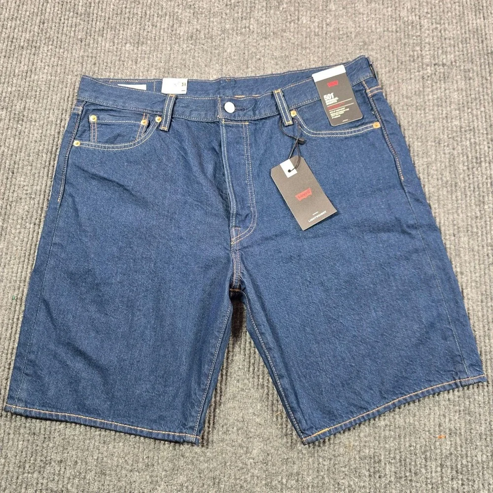Levi's 501 Original Shorts Mens 36 Blue Denim Button Fly Bermuda 9 Inseam